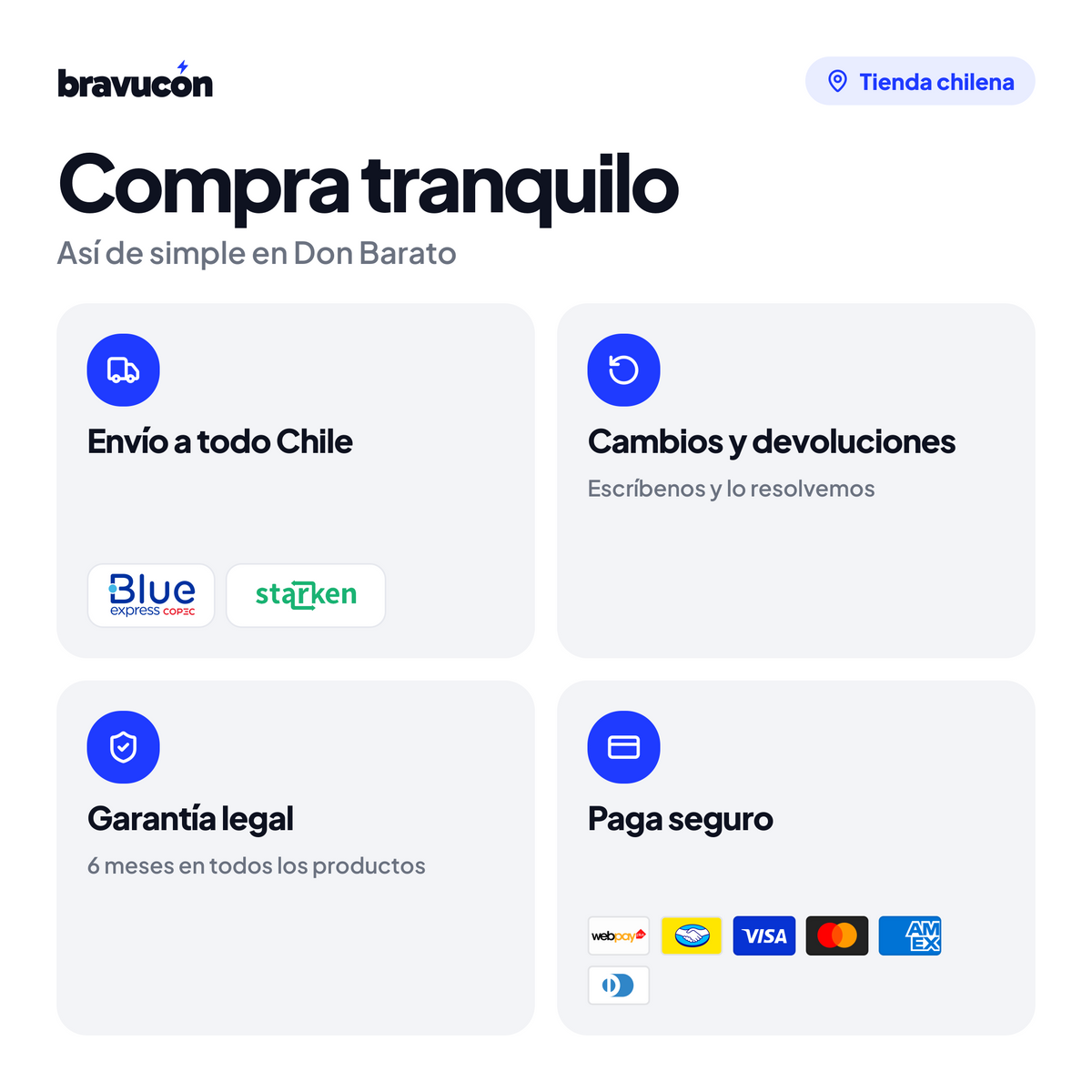 Compra tranquilo en Bravucón: envío, cambios, garantía y pagos