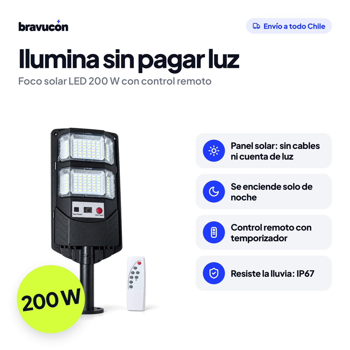 Ventajas del foco solar 200 W