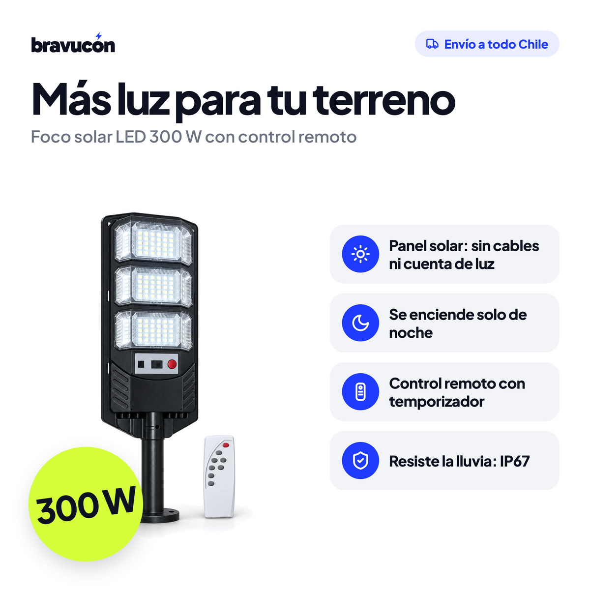Ventajas del foco solar 300 W