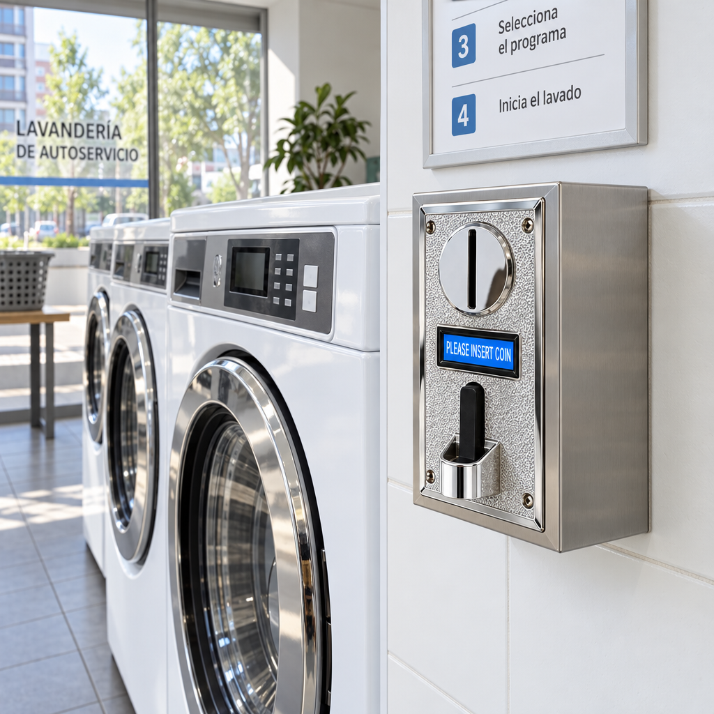 Monedero electrónico en una lavandería de autoservicio