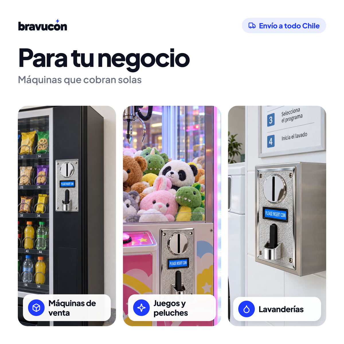 Usos del monedero: máquinas de venta, juegos y lavanderías