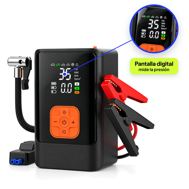 Partidor de batería con compresor 2 en 1 y pantalla digital