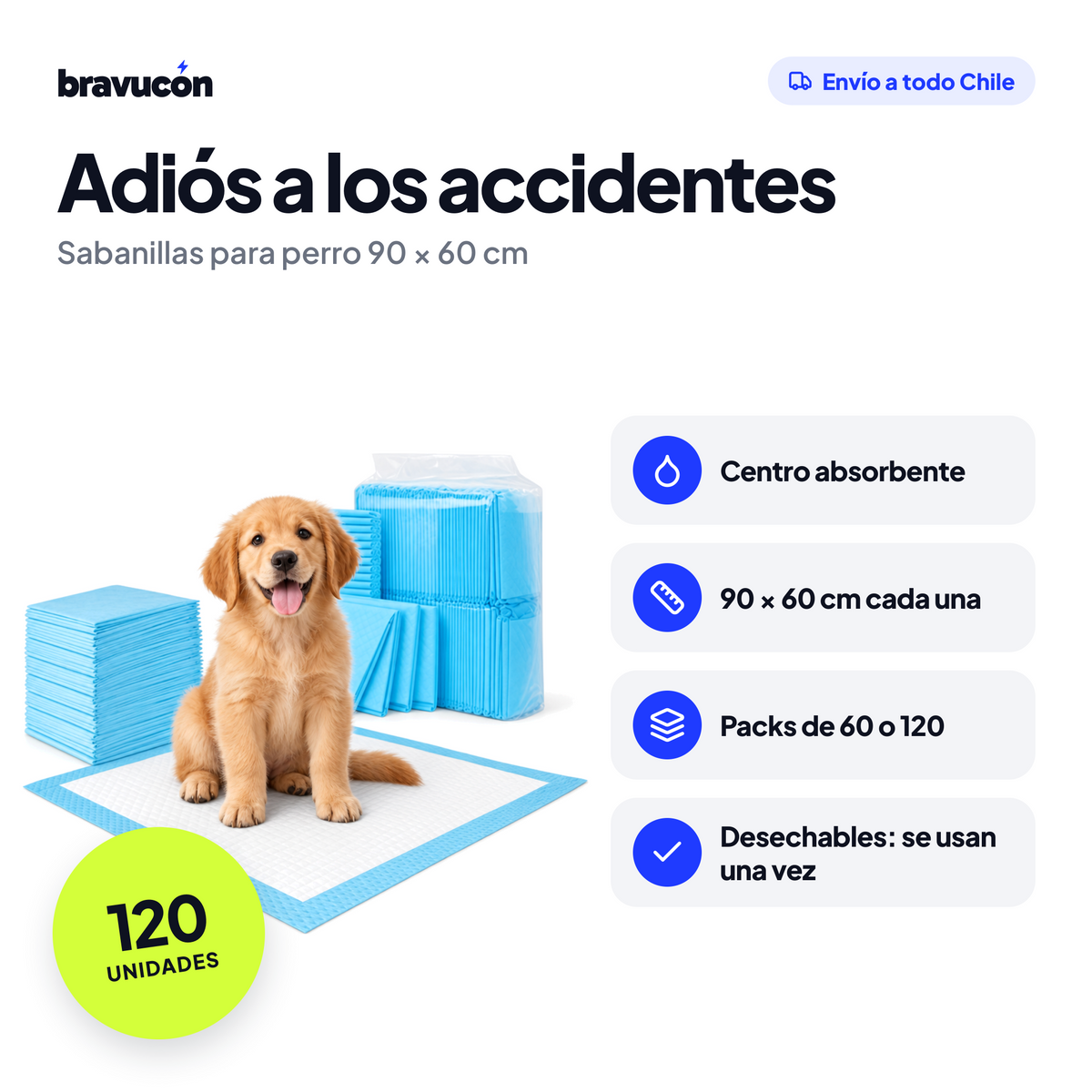 Ventajas de las sabanillas, pack de 120 unidades